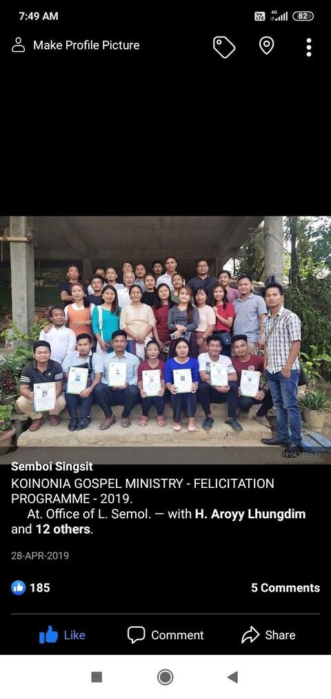 Koinonia Felicitation Program at L. Semol. 